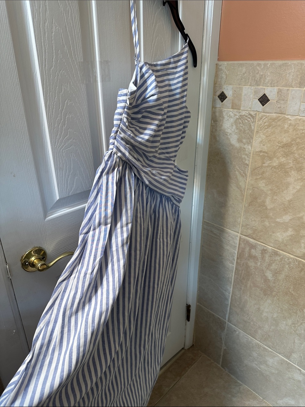 Commense Blue and White Striped One-Shoulder Maxi Dress Size S - Picture 3 of 15